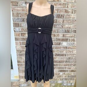 Scarlett Nite Goth Elegant Black Ruffle Prom/Homecoming Formal Dress